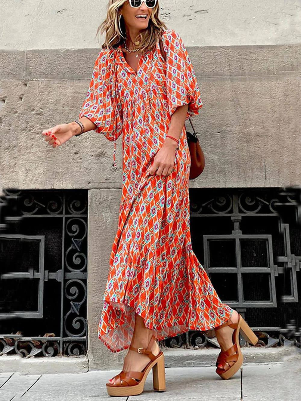 Bohemian Printed Maxi Dress - Image 6