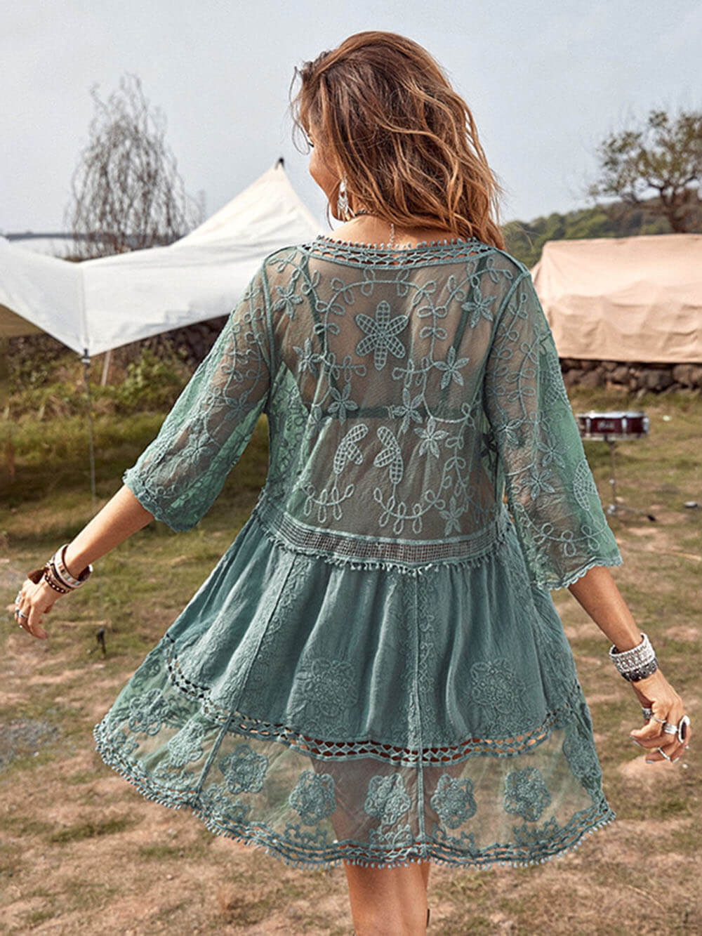 Loose Lace Beach Vacation Bikini Cover-Up Dress - Image 11