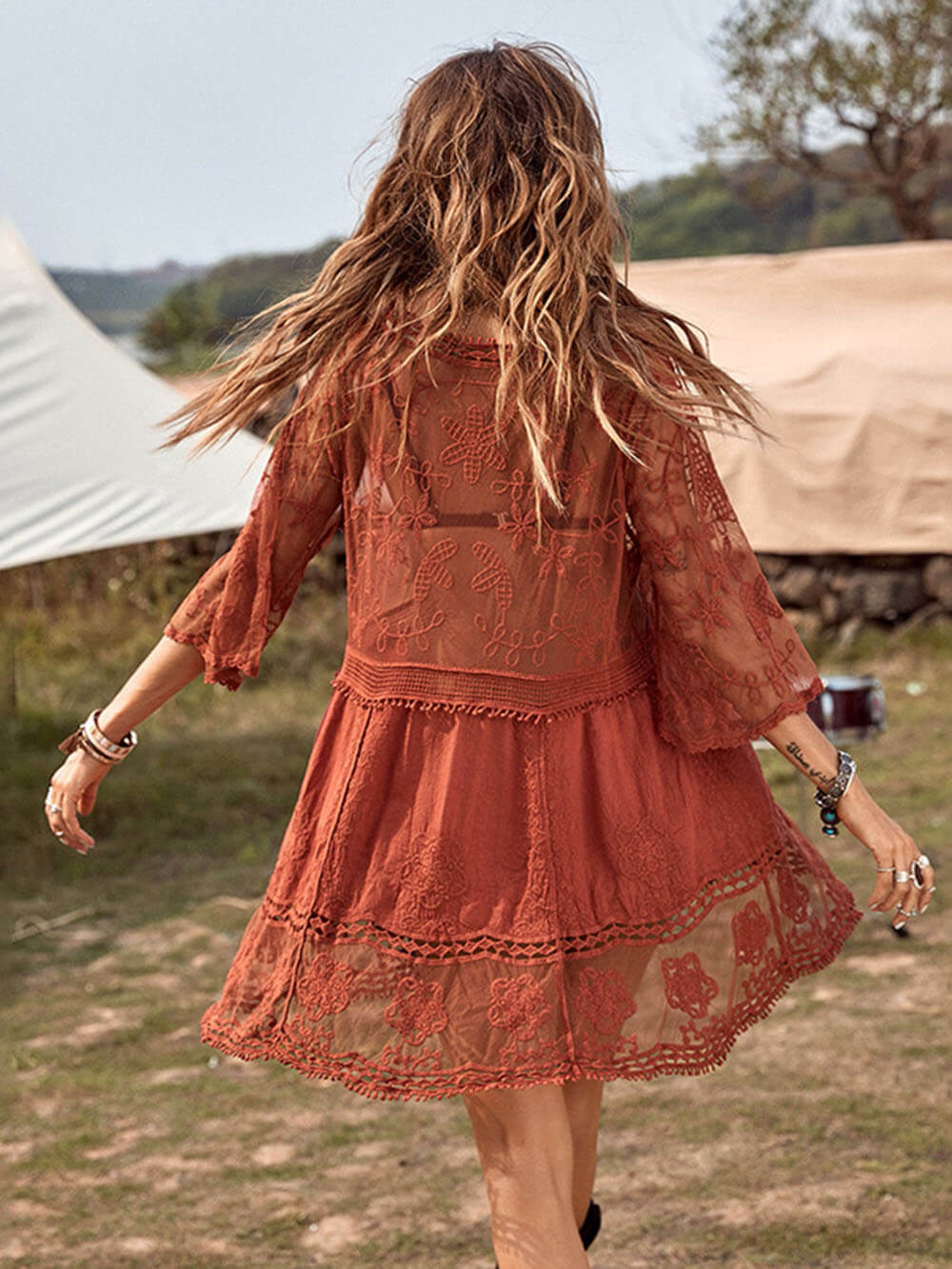 Loose Lace Beach Vacation Bikini Cover-Up Dress - Image 14