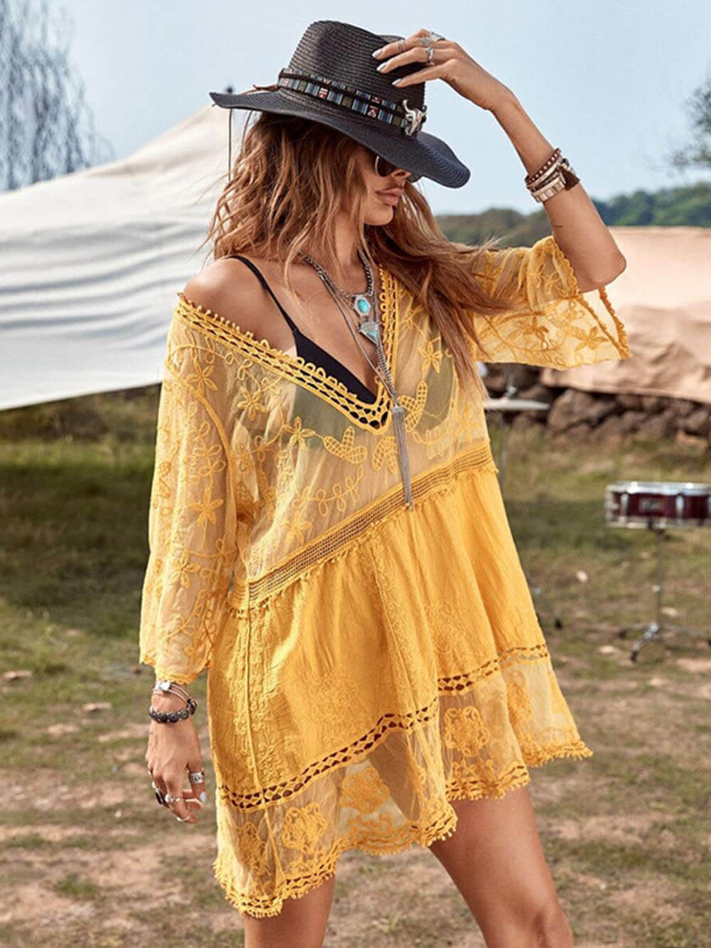 Loose Lace Beach Vacation Bikini Cover-Up Dress - Image 5
