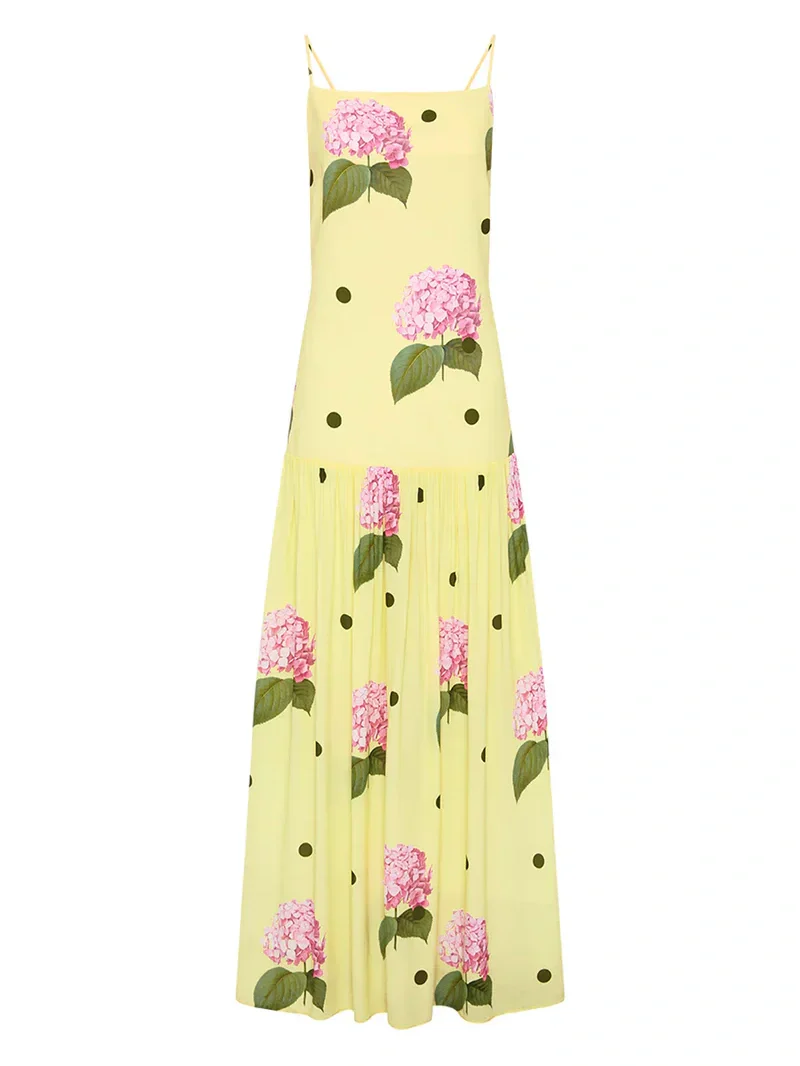 Polka Dot Floral Print Midi Dress - Image 2