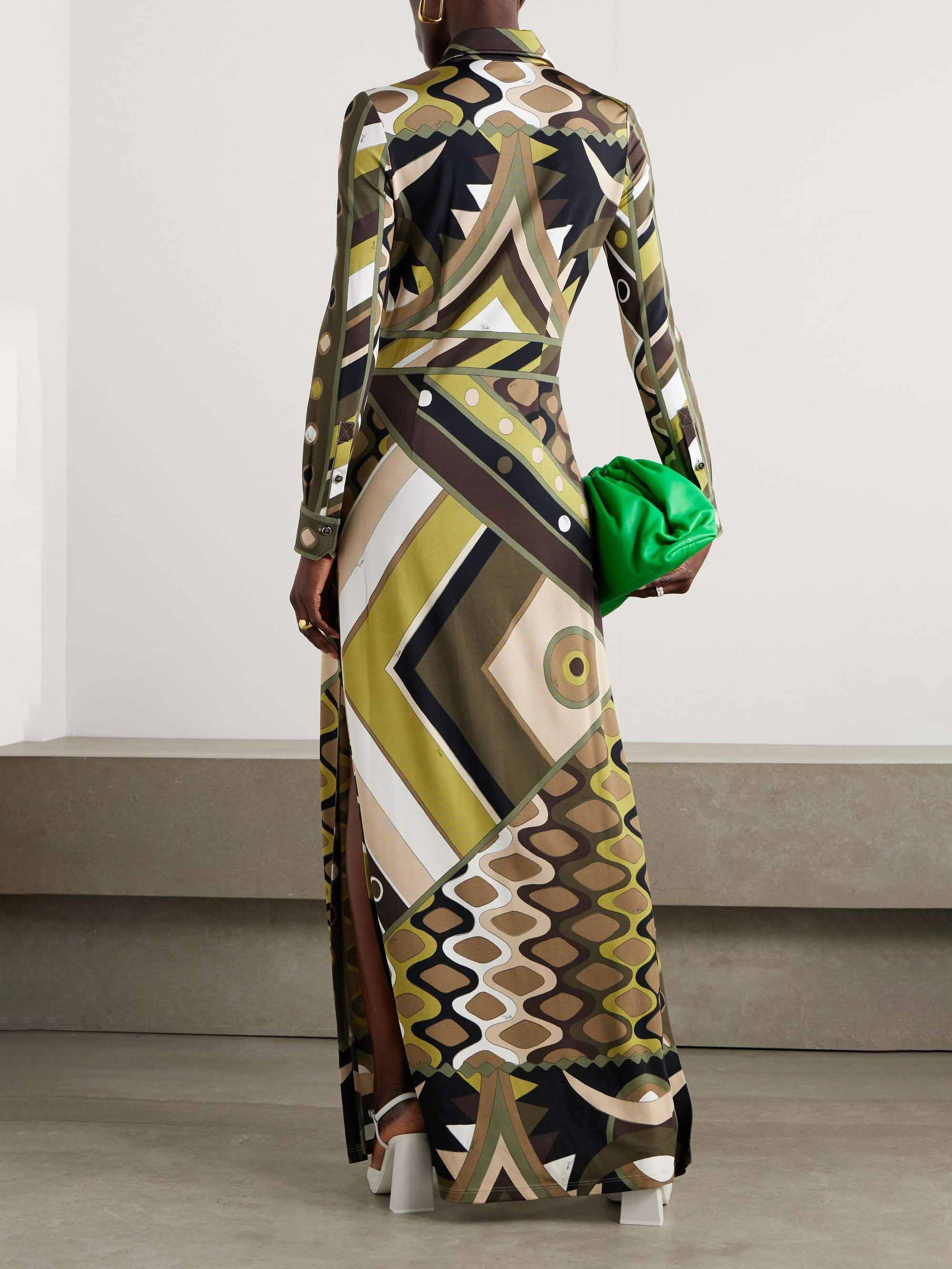 Retro Personality Abstract Print Long Sleeve Maxi Dress - Image 3