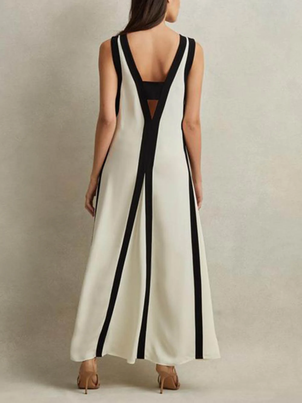 Colorblock Reversible Style A-Line Maxi Dress - Image 4