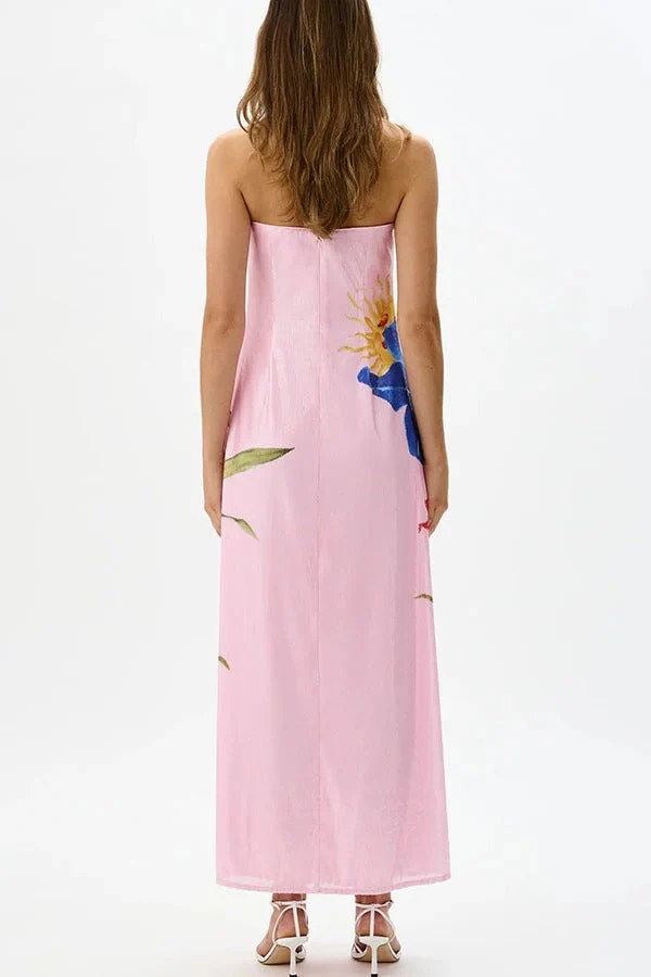 Special Night Sequin Floral Print Off Shoulder A-line Maxi Dress - Image 7