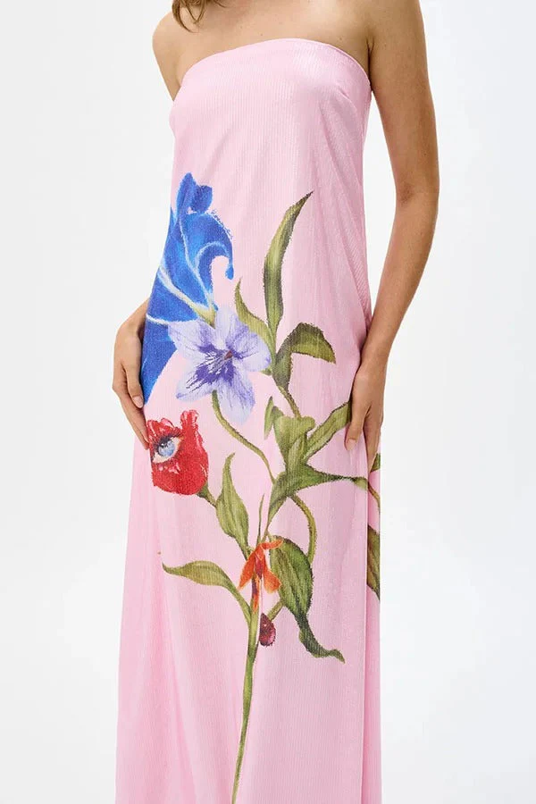 Special Night Sequin Floral Print Off Shoulder A-line Maxi Dress - Image 8