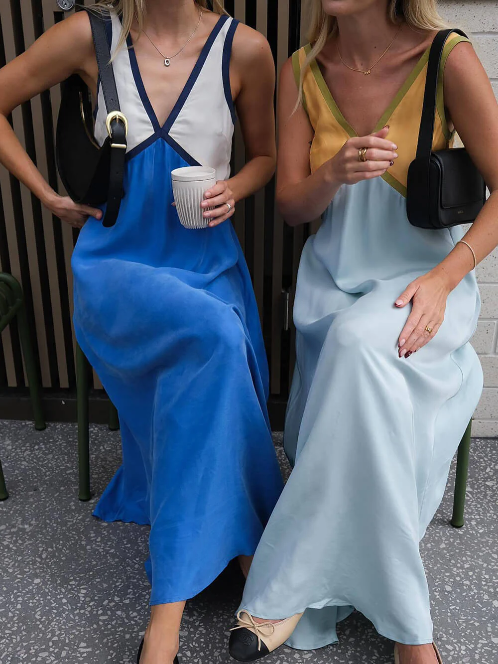 V-neck Contrasting Color Splicing Chic Dress - Image 9