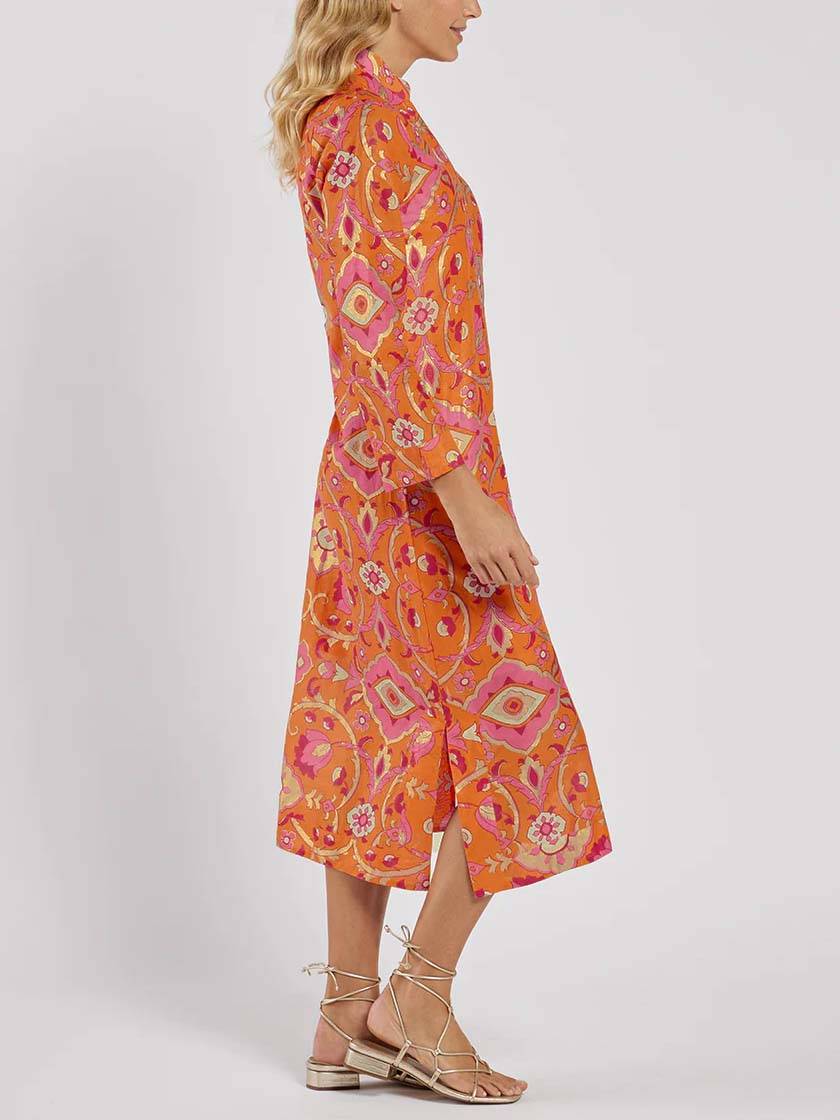 Stand Collar Printed Midi Dress - Image 2